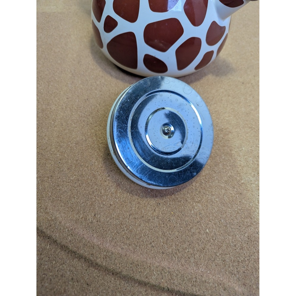 Vintage Giraffe Whistling Tea Kettle Enamel Stovetop Animal Safari Kitchen Decor - Picture 7 of 9